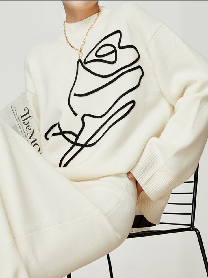 Pull en tricot à fleurs