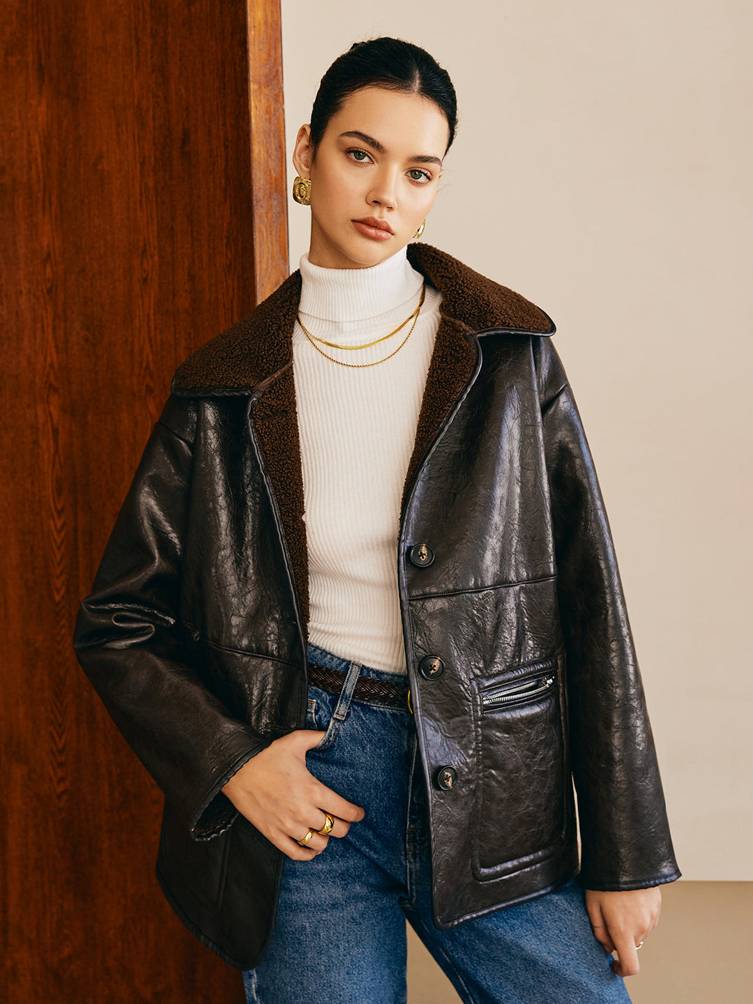 Veste en polaire synthétique double face