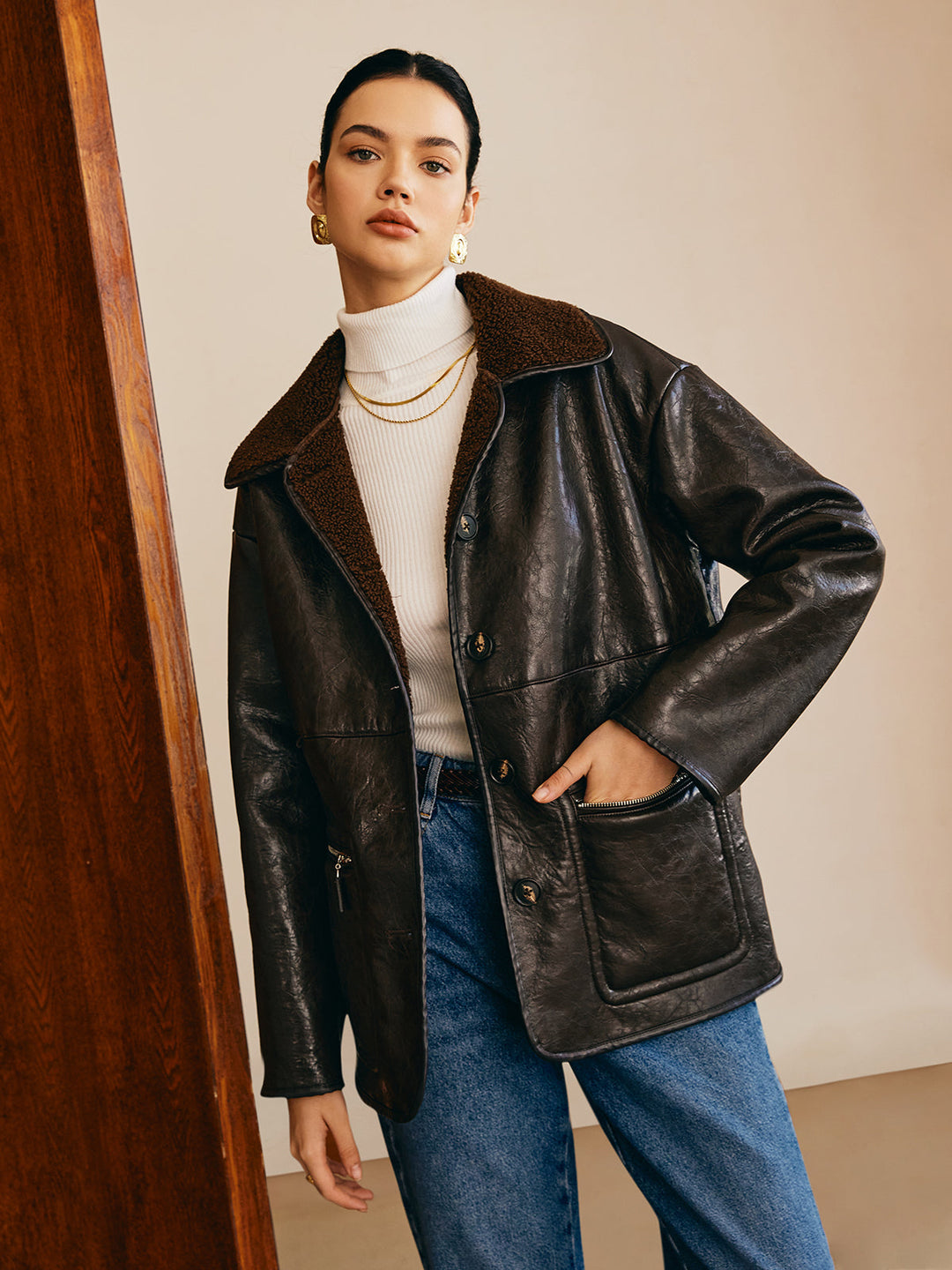 Veste en polaire synthétique double face