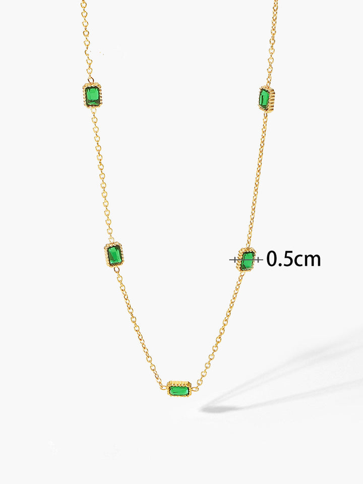 Collier Zircon Vert Carré