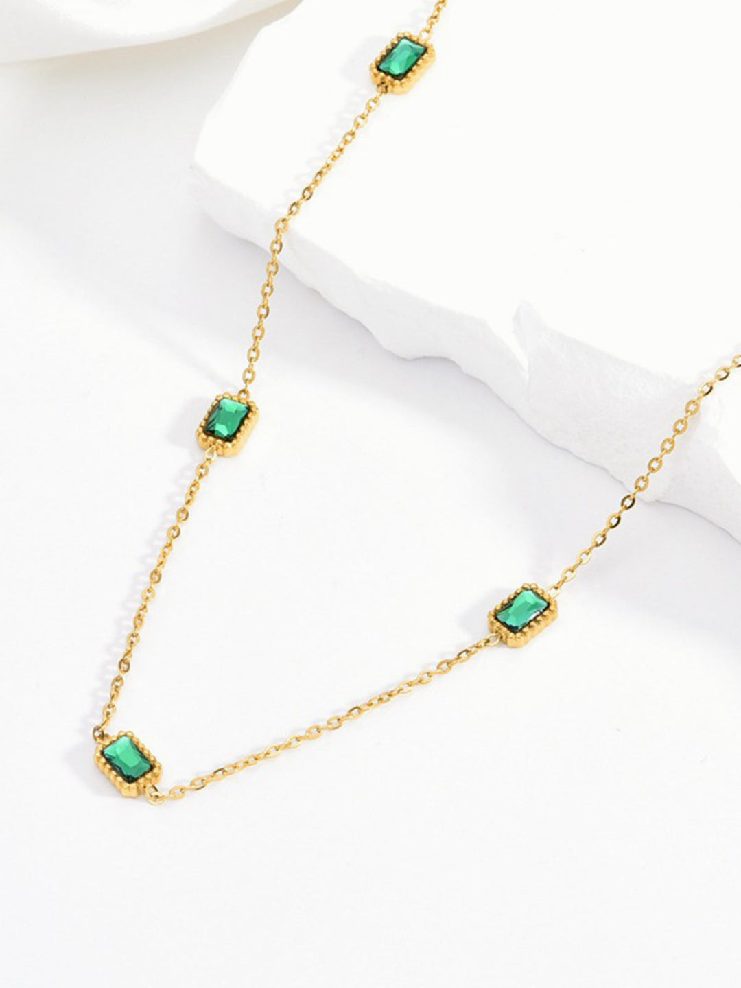 Collier Zircon Vert Carré