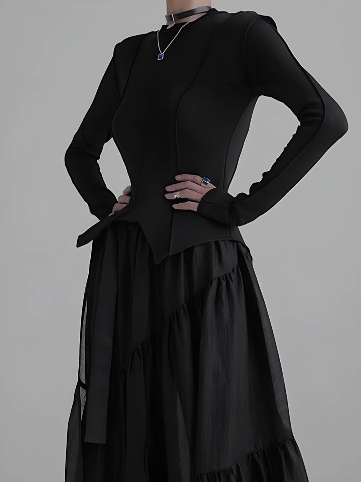 Blouse Ajustée en Jersey à Passepoil