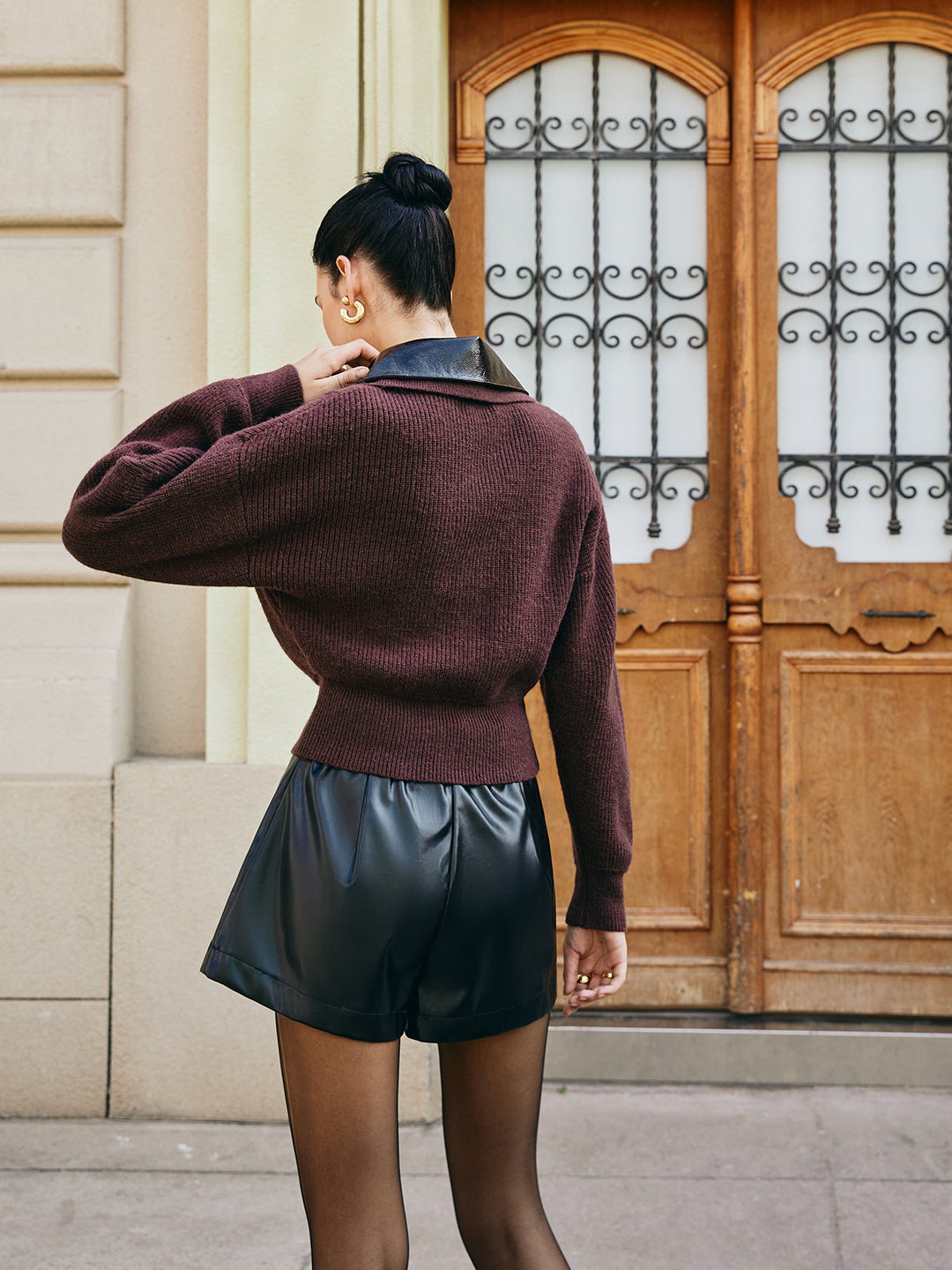 Haut en tricot à fermeture éclair color block
