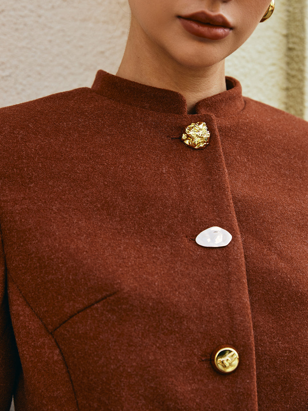 Manteau Court Tweed Boutonné