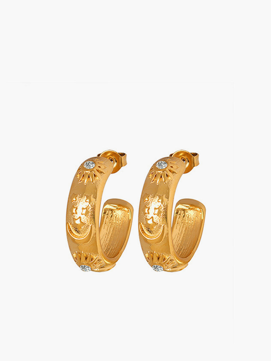 Boucles d'Oreilles Hoop Zircon à Motif Gaufré