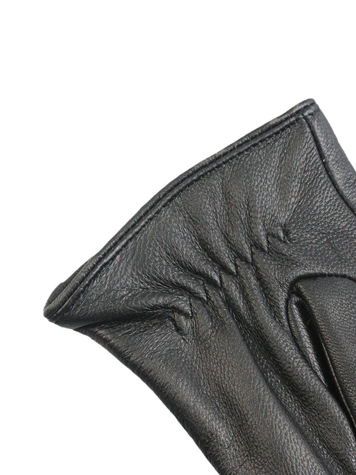 Gants Doublés Polaire Coupe-Vent en Peau de Chèvre