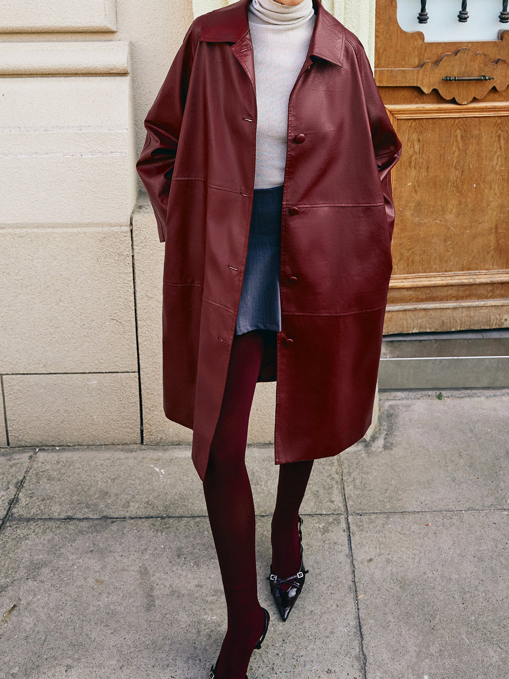 Veste Longue Vintage en Similicuir