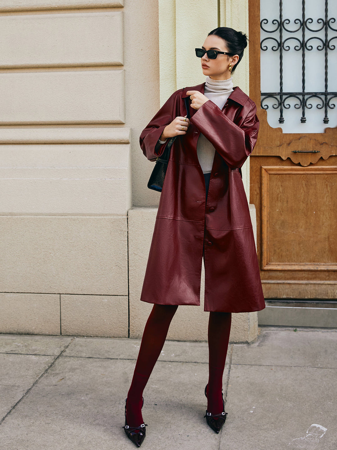 Veste Longue Vintage en Similicuir