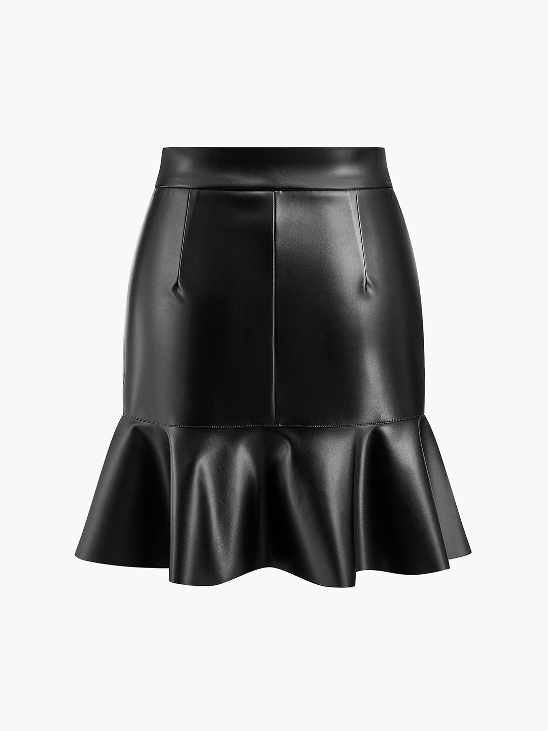 Jupe Jupe Patte Boutonnée en Similicuir PU