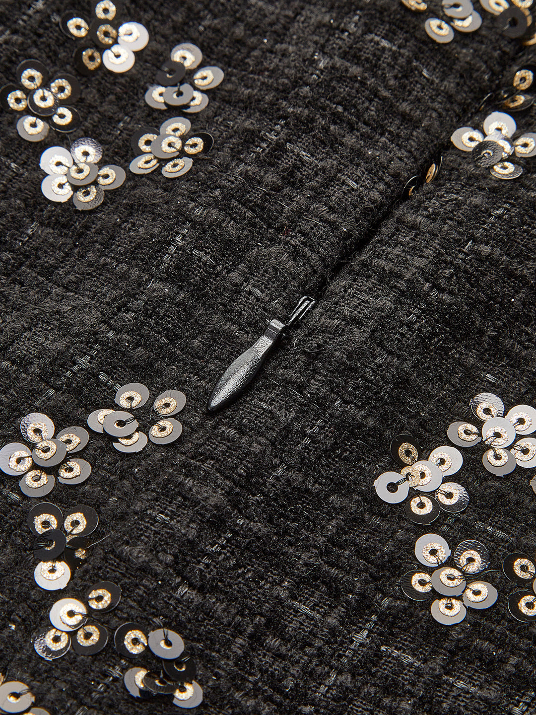 Jupe en tweed à sequins floraux