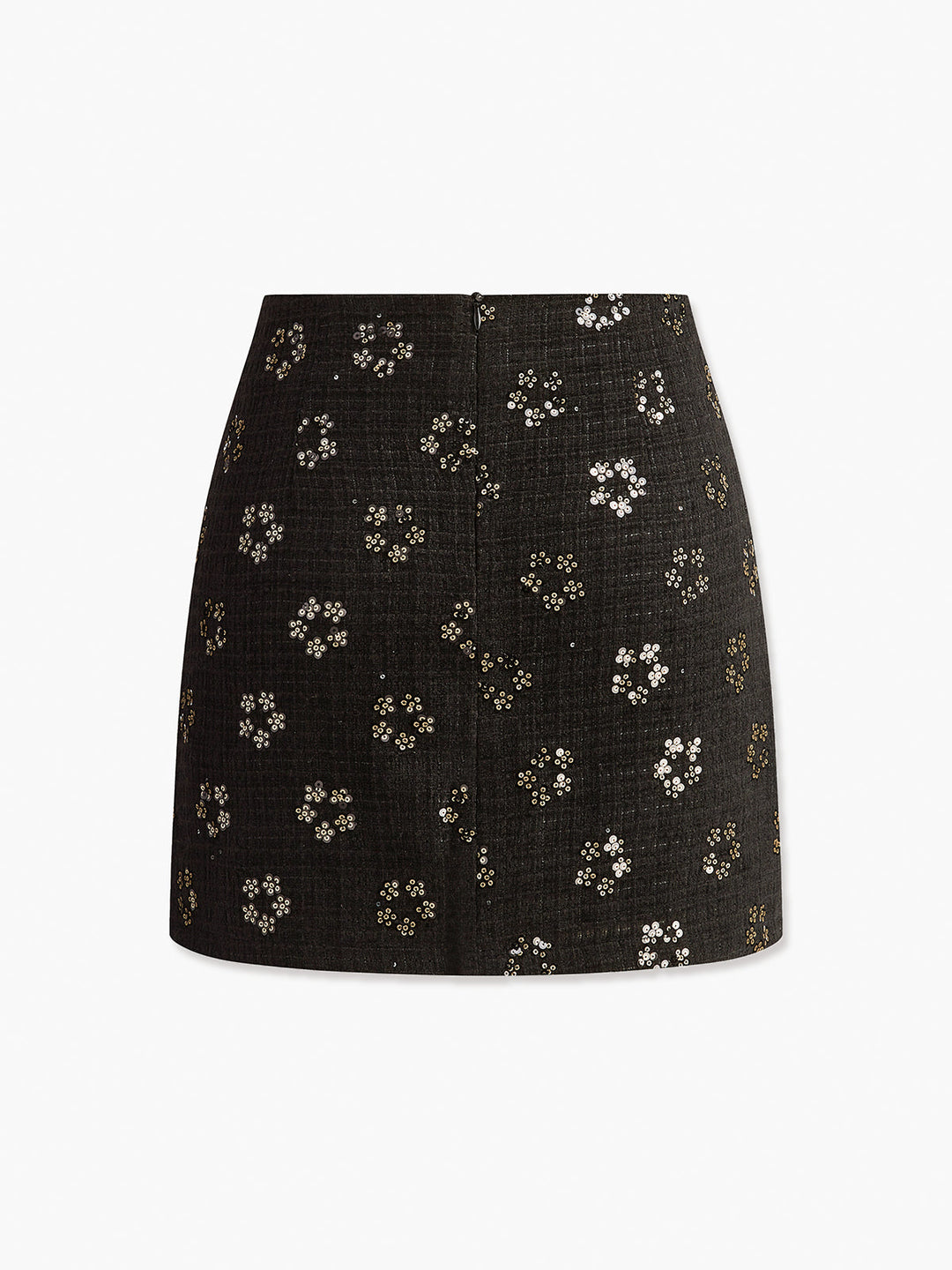 Jupe en tweed à sequins floraux