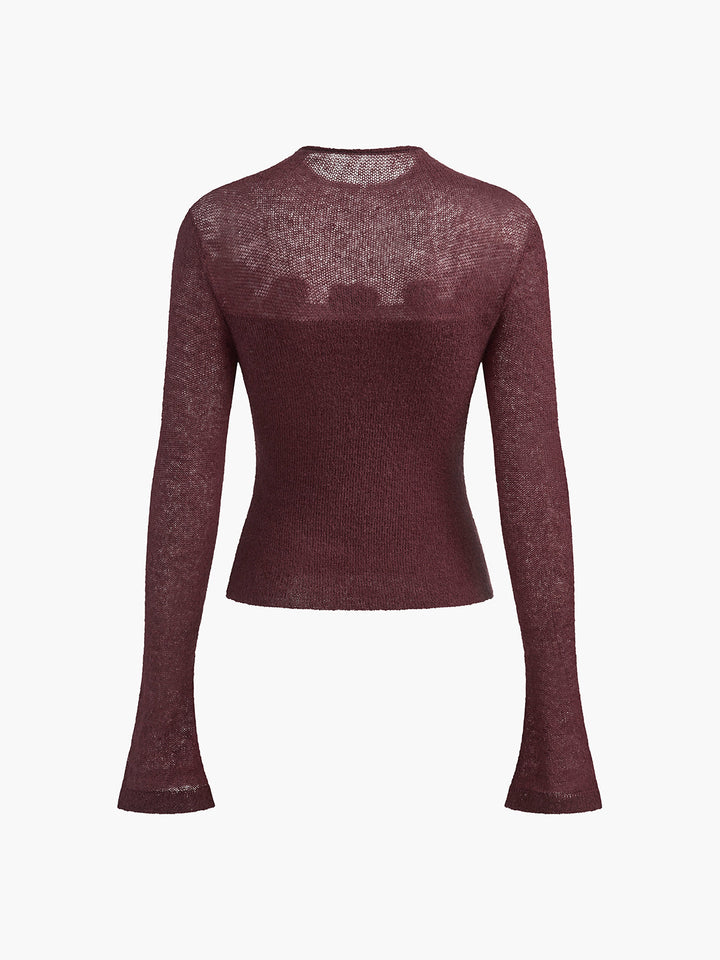 Haut en tricot doux à fleurs 3D