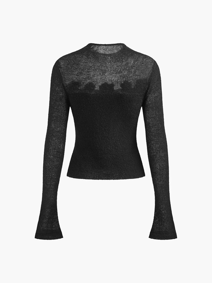 Haut en tricot doux à fleurs 3D