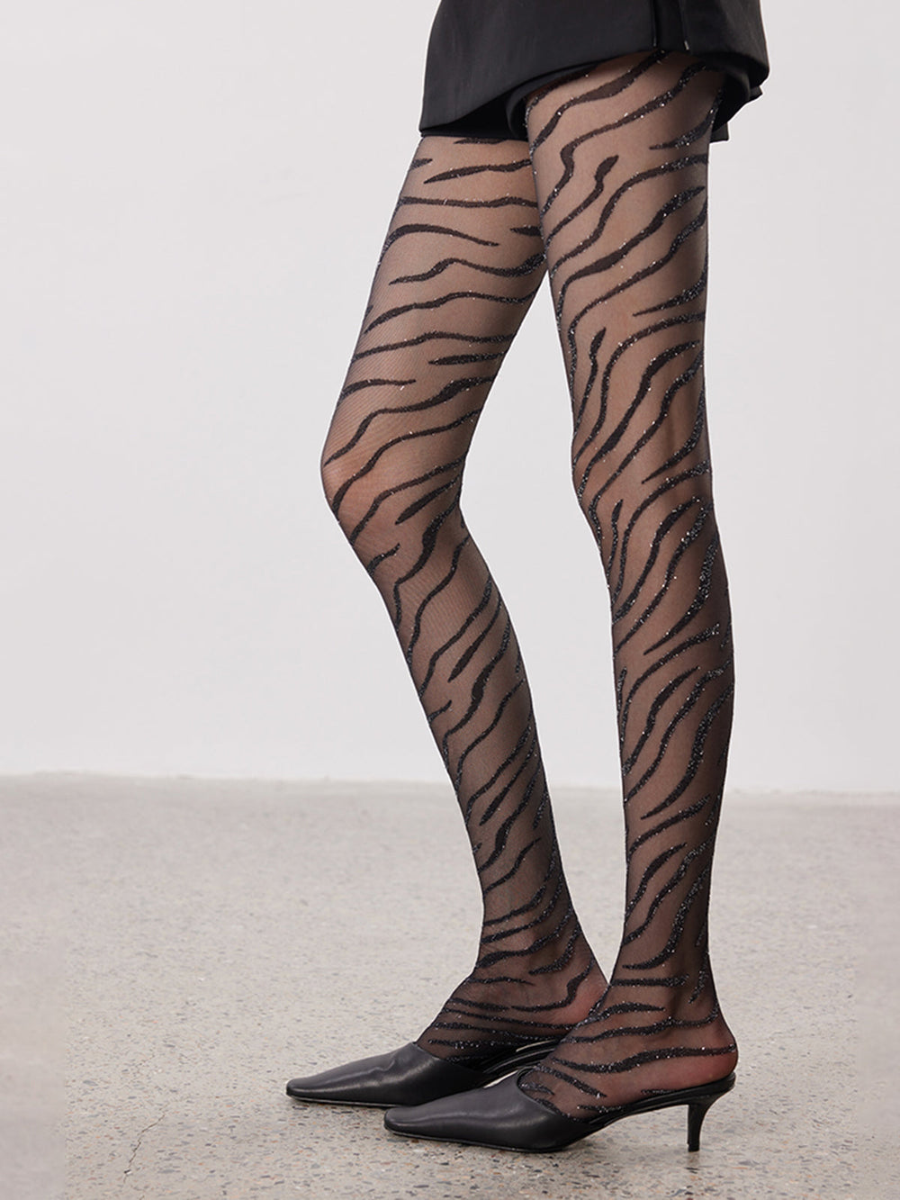Collants Semi-Transparents à Motifs Zèbre