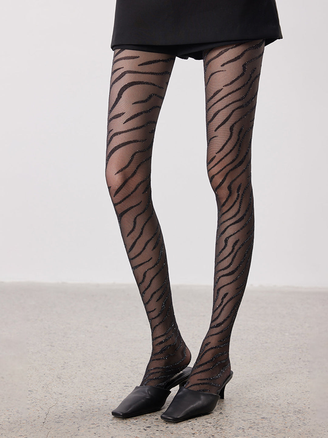 Collants Semi-Transparents à Motifs Zèbre