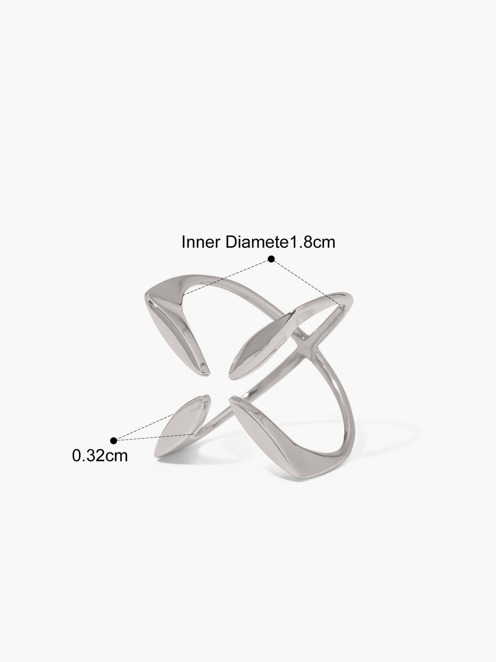 Bague ouverte Criss Cross trèfle à quatre feuilles