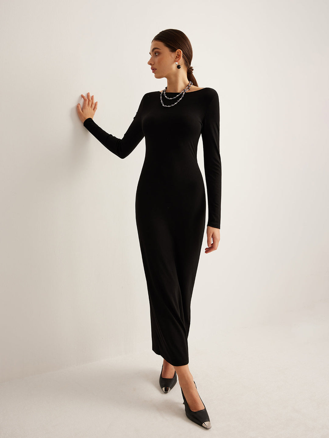 Robe Longue En Maille Dos Nu