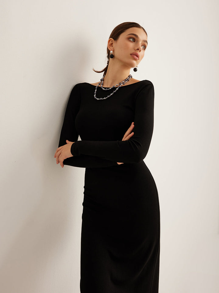 Robe Longue En Maille Dos Nu