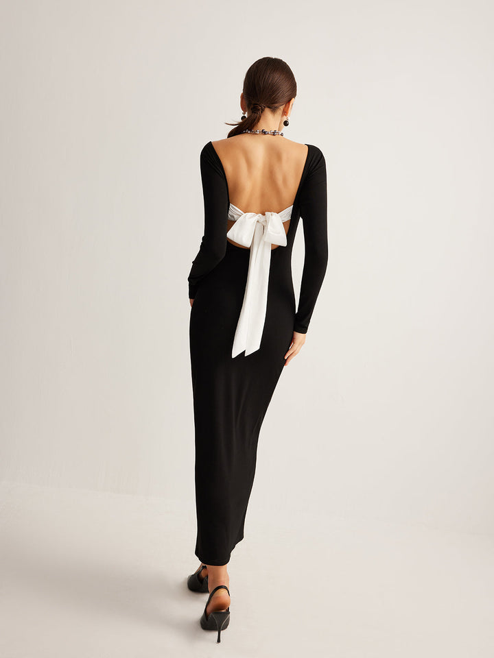Robe Longue En Maille Dos Nu