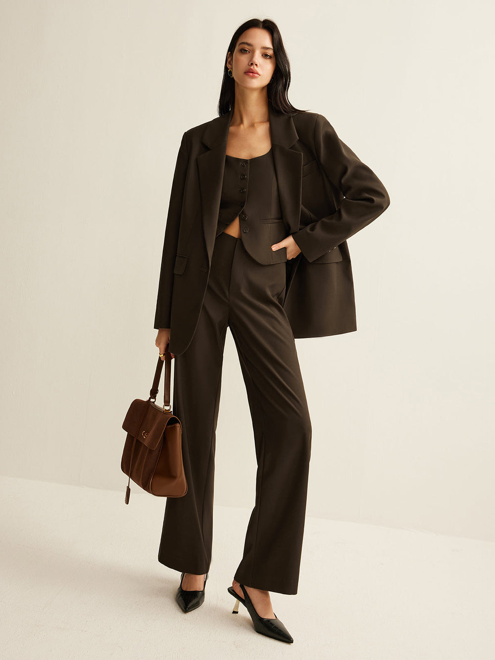 Pantalons Droits Taille Haute
