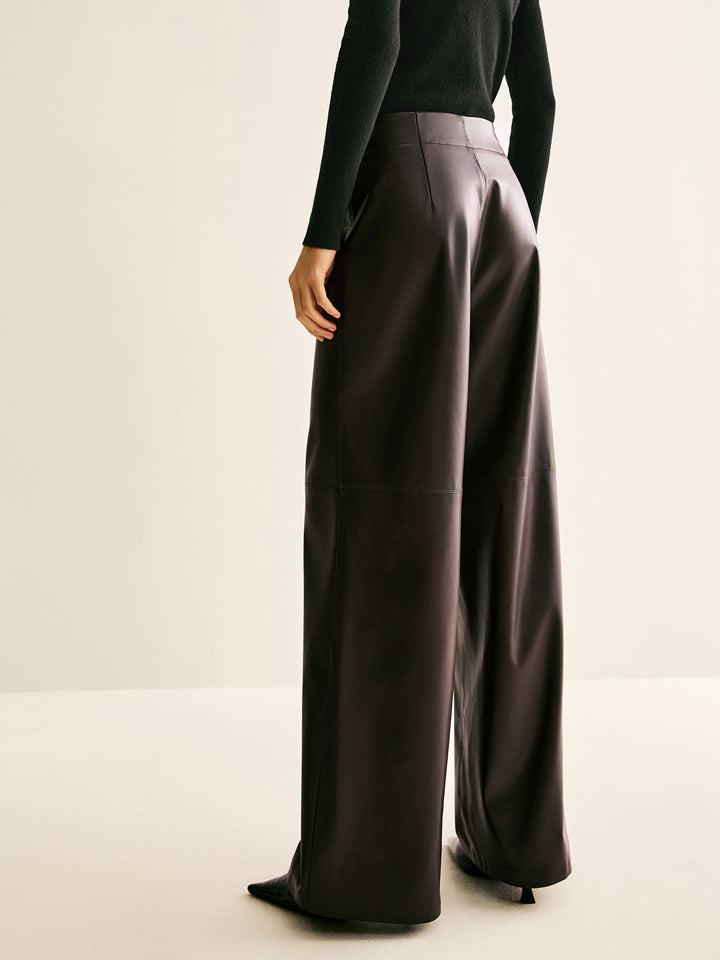 Pantalon en similicuir taille mi-haute