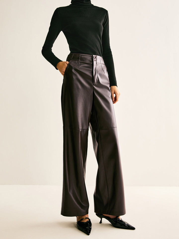 Pantalon en similicuir taille mi-haute
