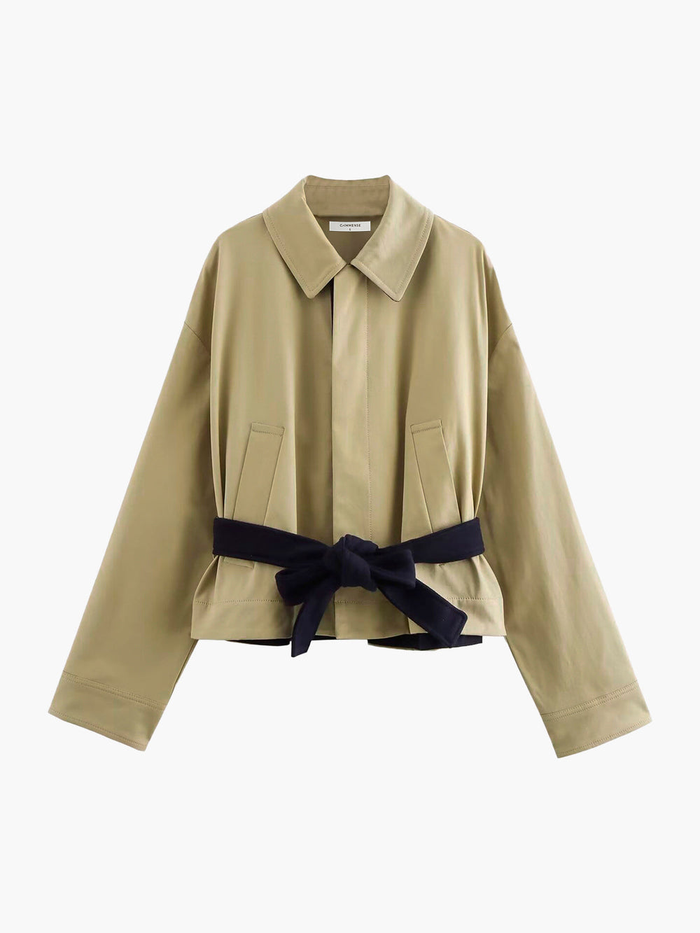 Trench Coat à Ceinture Contrastante
