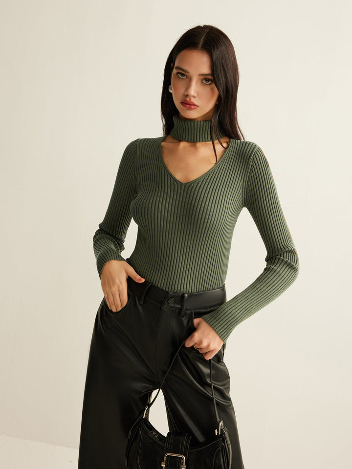 Haut en tricot skinny à col montant