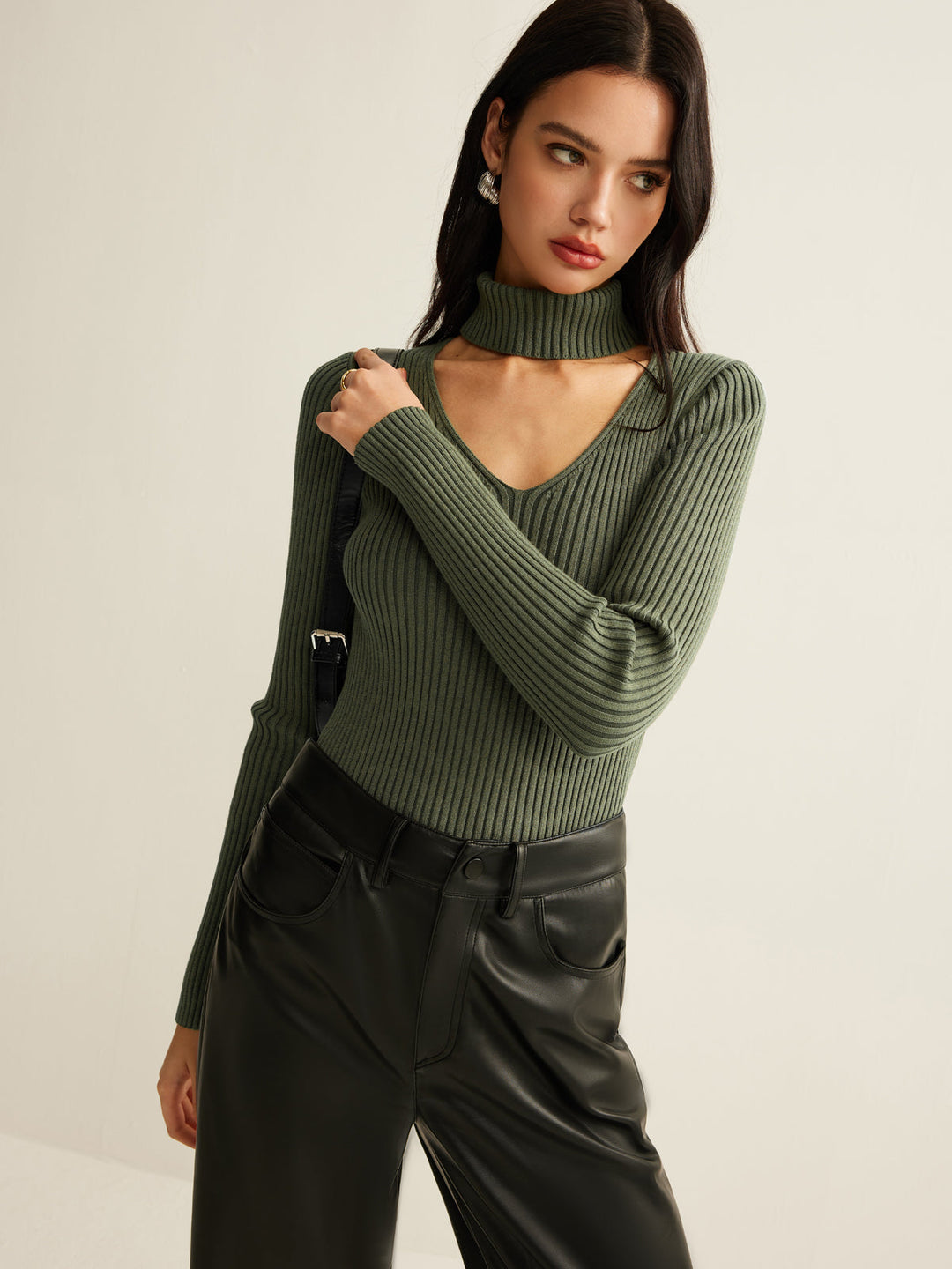 Haut en tricot skinny à col montant