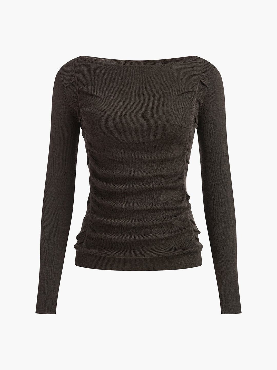 Haut Court Ajusté en Tricot à Plis Côtés
