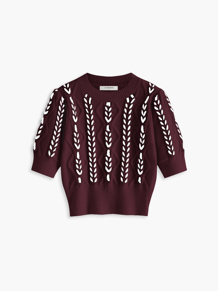 Haut en tricot à liseré contrastant