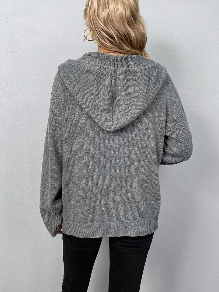 Cardigan à Capuche à Boutons à Cordon