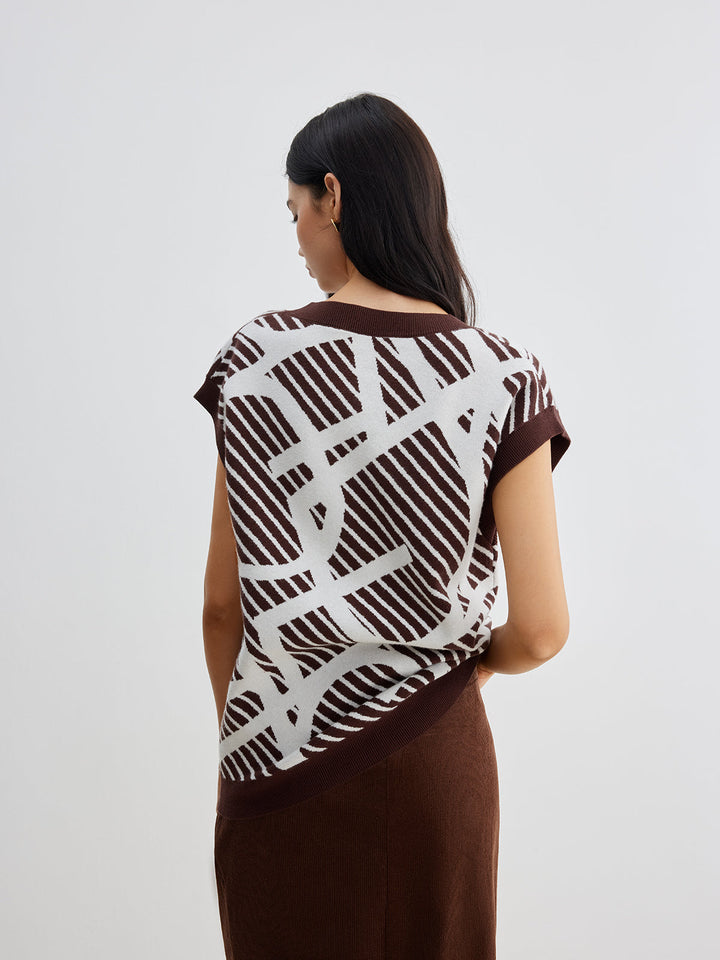 Gilet Sans Manches Rayé Motifs Contrastants