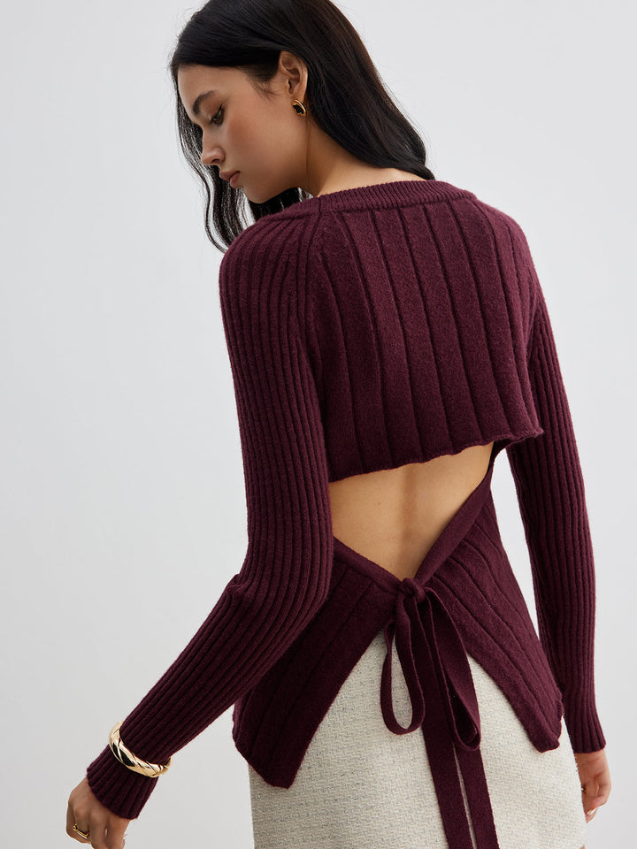 Haut en tricot ajusté sans dos à nouer