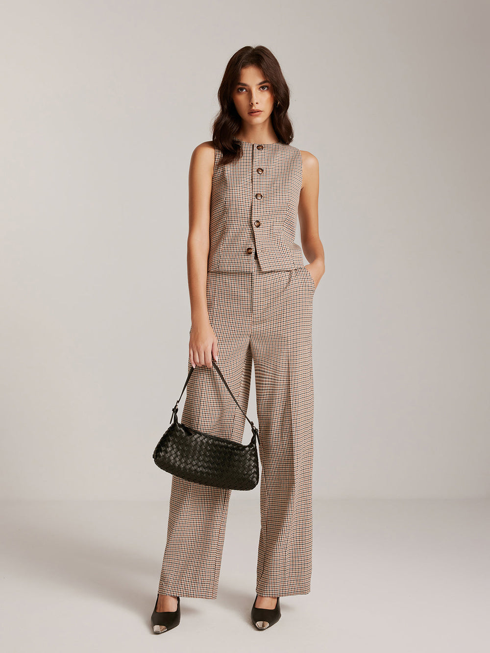 Gilet Boutoné Élégant à Carreaux