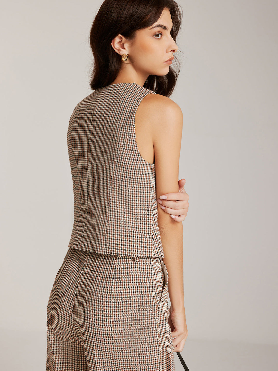 Gilet Boutoné Élégant à Carreaux