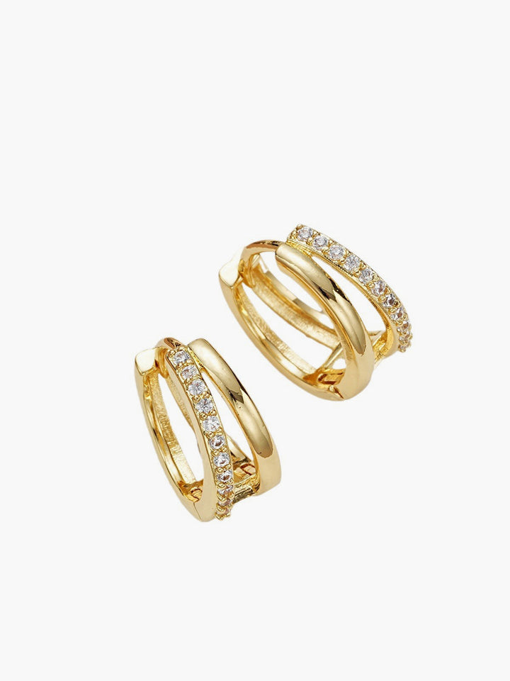 Boucles d'oreilles double anneau avec strass