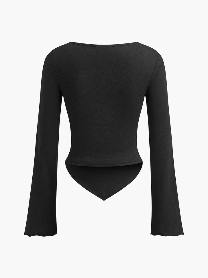 Haut en jersey asymétrique à encolure cœur nouée
