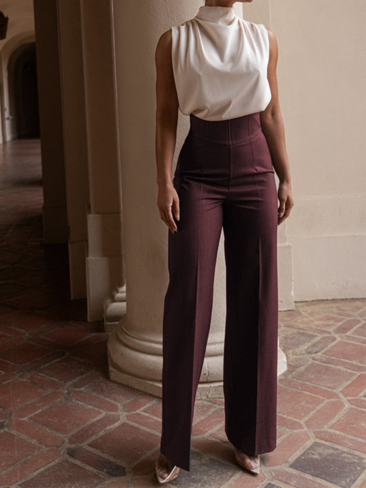 Pantalons Droits Taille Haute