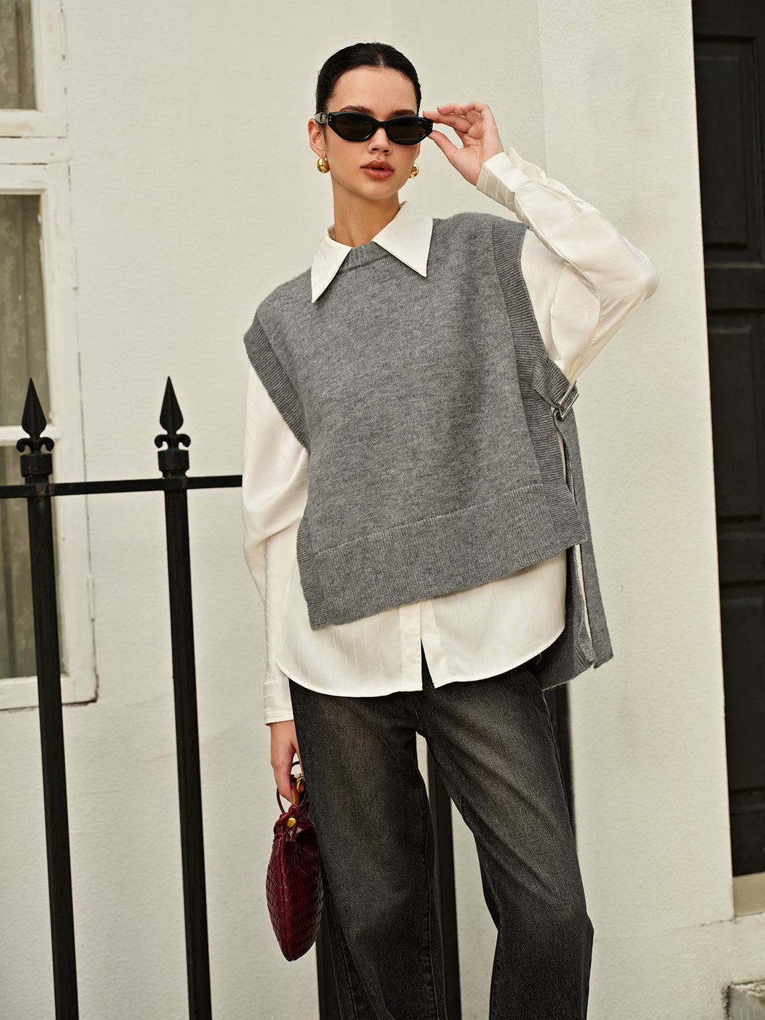 Gilet sans manches à boucle latérale polyvalent