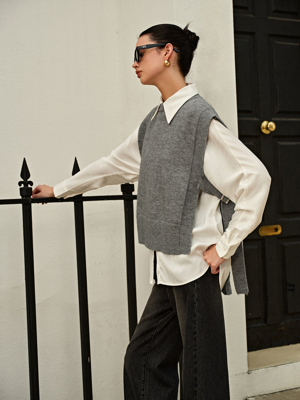 Gilet sans manches à boucle latérale polyvalent