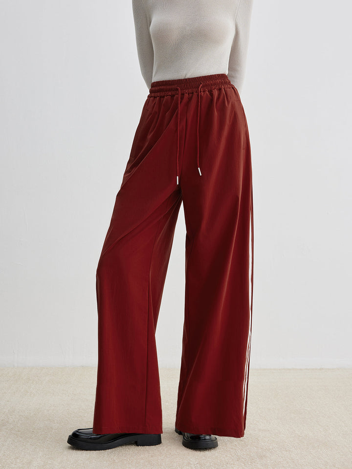 Pantalon Athleisure à Rayures Latérales et Cordon de Serrage