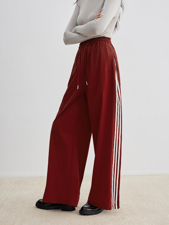 Pantalon Athleisure à Rayures Latérales et Cordon de Serrage