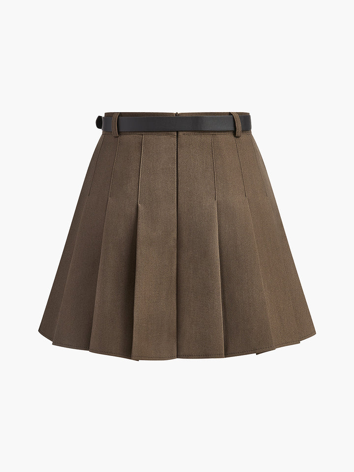 Jupe patineuse plissée polyvalente avec ceinture