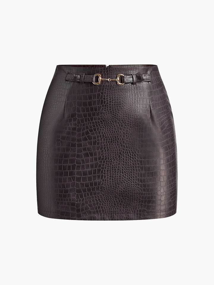 Jupe en faux cuir texturé crocodile