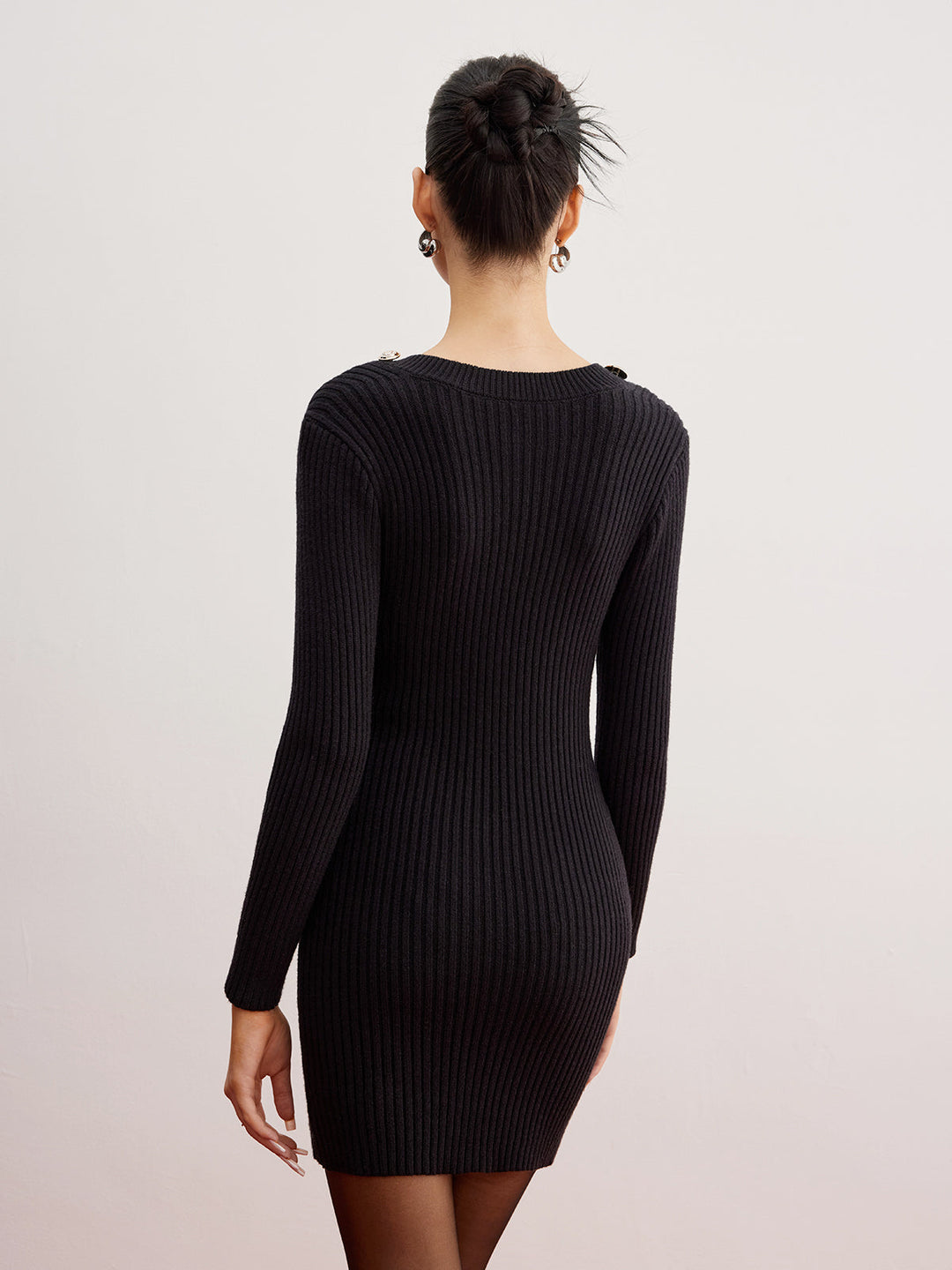 Robe Pull Mi-long Côtelé Ajusté