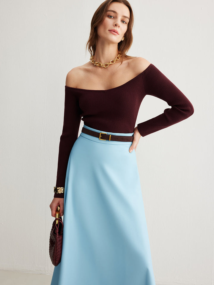 Pull à épaules dénudées moulant