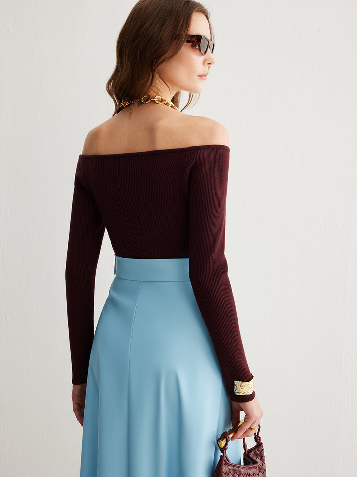 Pull à épaules dénudées moulant
