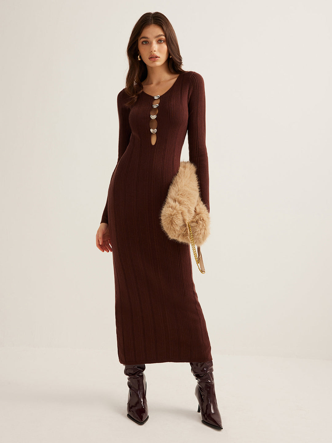 Robe Longue Coupe Ajustée Découpée