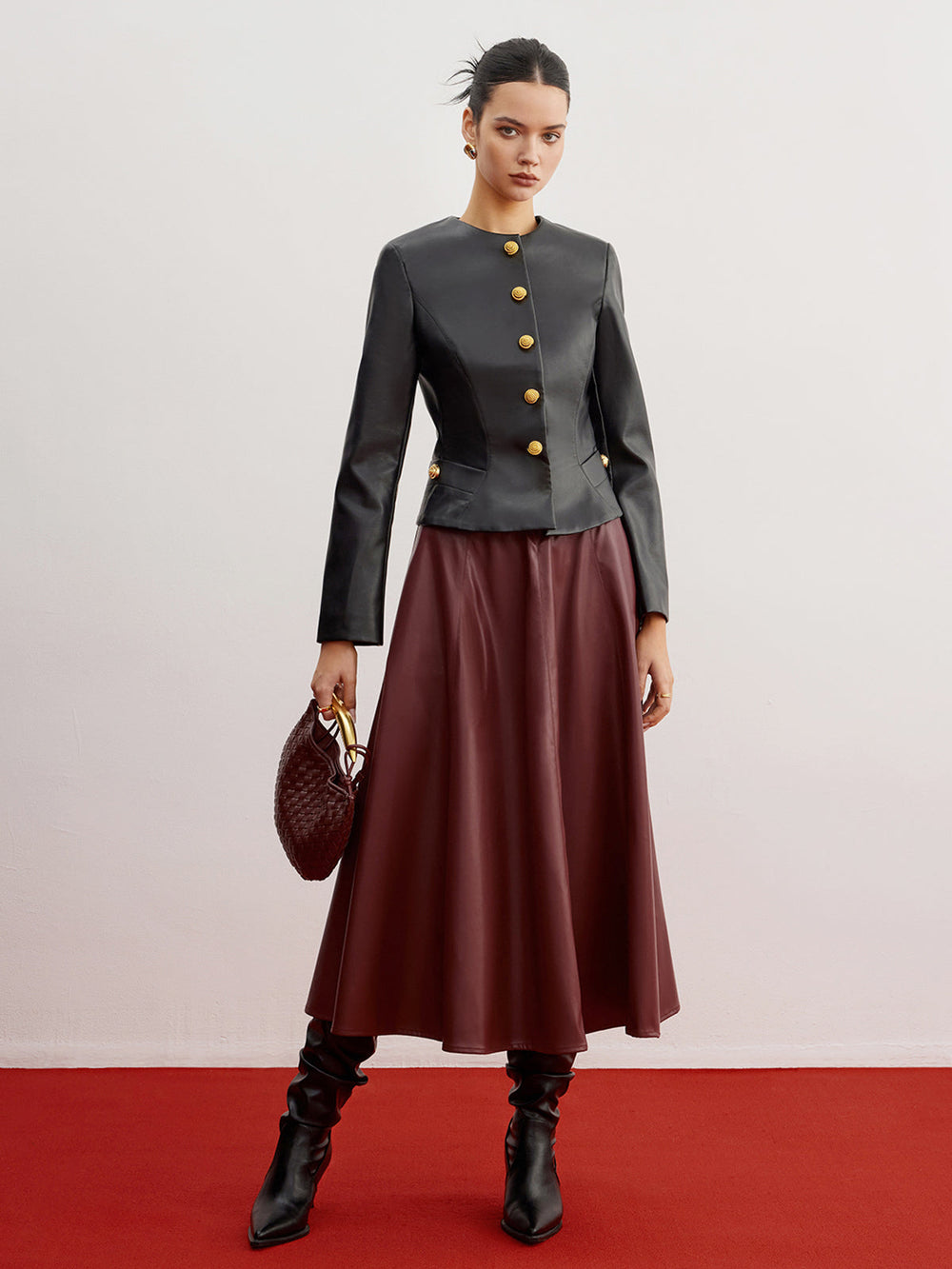 Veste Slim Décontractée en Simili Cuir